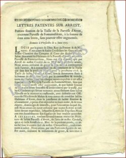 Lettre patente, paroisse d'AVON