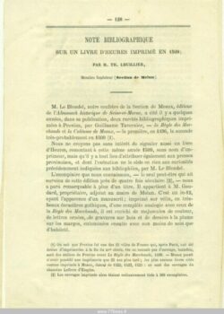 Note bibliographique sur un livre d'heures imprimé en 1509 à Provins