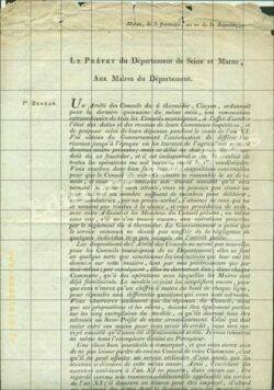 Circulaire du Prefet de Seine-et-Marne aux Maires