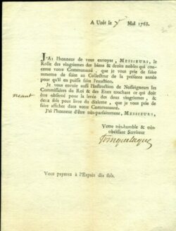 Lettre imprimée à Uzés, 1768