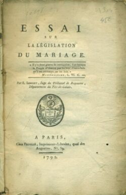 Essai sur la Législation du Mariage