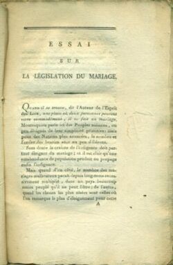 Essai sur la Législation du Mariage