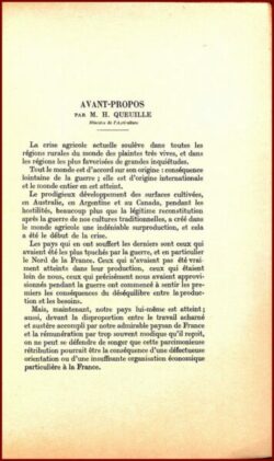 L'Agriculture dans l'Evolution de la Crise Mondiale