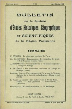 033-BULLETIN Sté d'Etudes Hist., Géog. et Scient. Région Parisienne