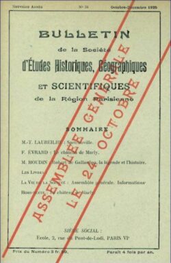 034-BULLETIN Sté d'Etudes Hist., Géog. et Scient. Région Parisienne