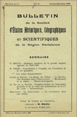 035-BULLETIN Sté d'Etudes Hist., Géog. et Scient. Région Parisienne