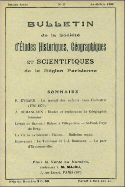 037-BULLETIN Sté d'Etudes Hist., Géog. et Scient. Région Parisienne