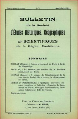 071-BULLETIN Sté d'Etudes Hist., Géog. et Scient. Région Parisienne