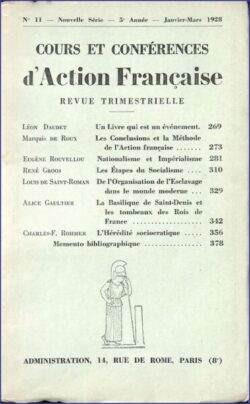 Cours et Conférences d'Action Française - N°11