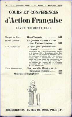 Cours et Conférences d'Action Française - N°12