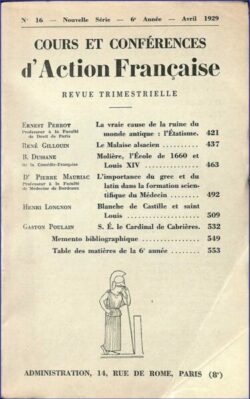 Cours et Conférences d'Action Française - N°16