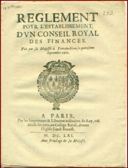 Réglement pour l'establissement d'un conseil royal des Finances