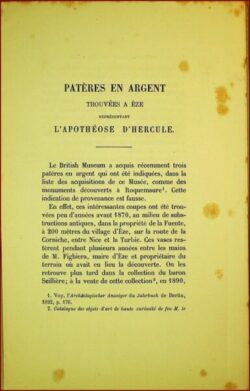 Patères en argent trouvées a EZE représentant l’apothéose d’Hercule