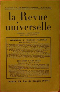 Hommage à Charles Maurras (par La Revue Universelle)