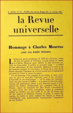 Hommage à Charles Maurras (par  La Revue Universelle)