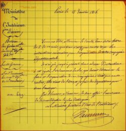 Manuscrit du ministre secrétaire d'Etat de l'Intérieur VAUBLANC