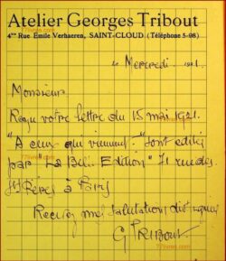 Manuscrit signé Georges TRIBOUT