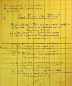 Manuscrit : Poésie de 1936 "Au Mur des Fédérés" de Jean-Luc GRANIER