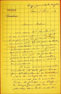 Manuscrit de E. LE ROGER, sénateur, 5 avril 1893