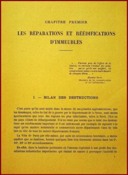 L'Oeuvre de Relèvement dans le Département de la Seine depuis la Libération