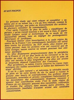 Les Communautés Familiales Agricoles du Centre de la France