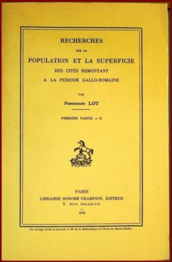 Recherches sur la Population et la Superficie des Cités remontant à la Période Gallo-Romaine