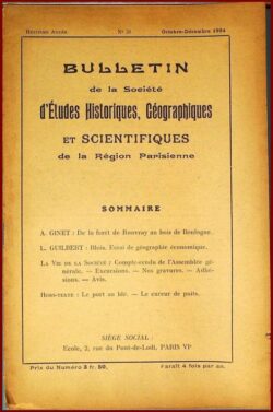 COLLECTION-Bulletins Sté d'Etudes Hist., Géog. et Scient. Région Parisienne