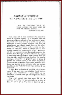 Les forces mystiques et conduite de la vie