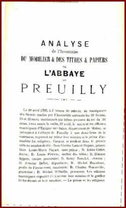 L’ABBAYE DE PREUILLY en 1790