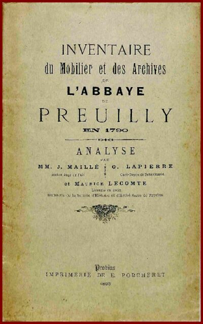 L’ABBAYE DE PREUILLY en 1790