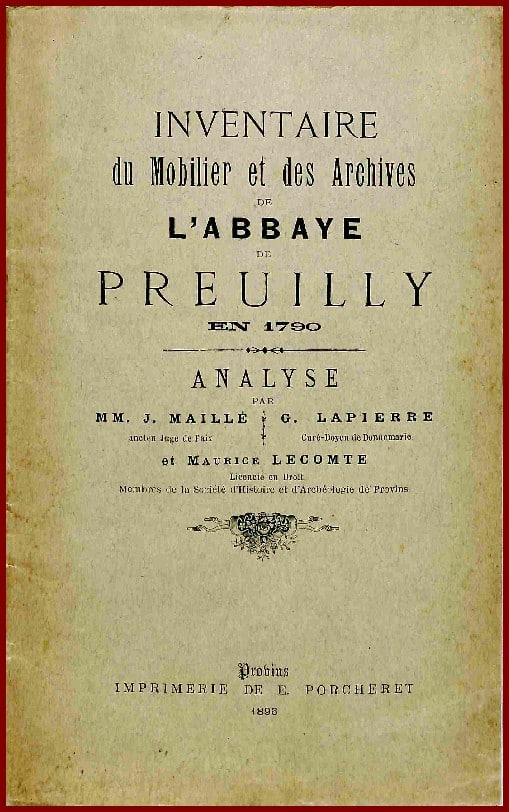 L’ABBAYE DE PREUILLY en 1790