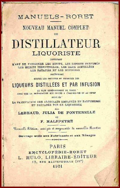 NOUVEAU MANUEL COMPLET DU DISTILLATEUR LIQUORISTE