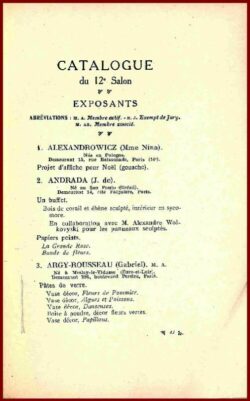 CATALOGUE DU XIIe SALON 1921, ARTS DÉCORATIFS