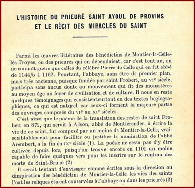L'histoire du Prieuré Saint-Ayoul de Provis