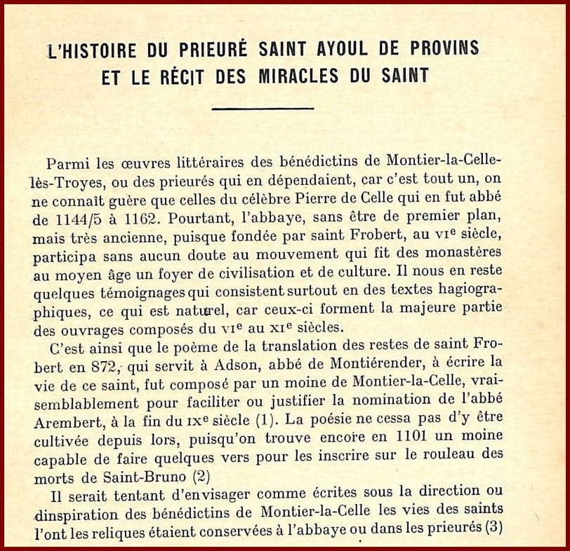 L'histoire du Prieuré Saint-Ayoul de Provis