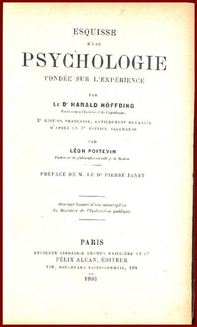 ESQUISSE d’une PSYCHOLOGIE fondée sur l'expérience