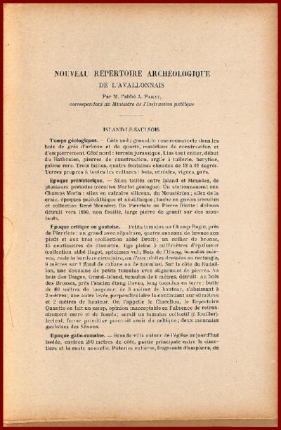 NOUVEAU RÉPERTOIRE ARCHÉOLOGIQUE DE L’AVALLONNAIS
