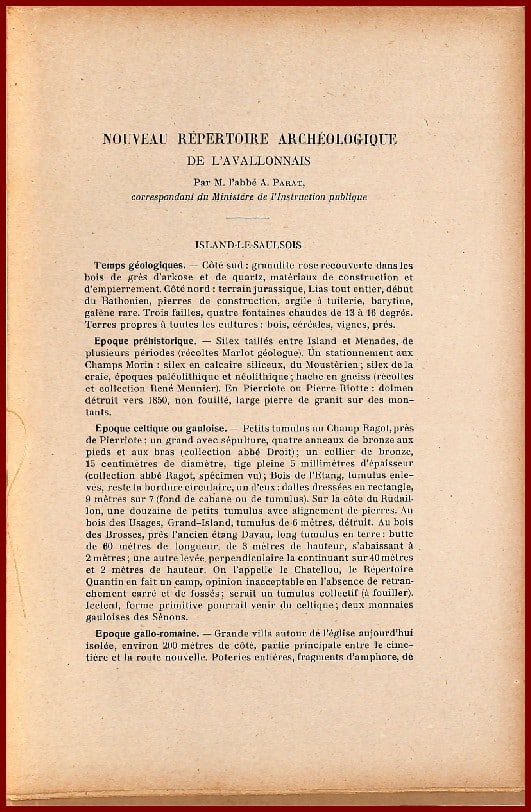 NOUVEAU RÉPERTOIRE ARCHÉOLOGIQUE DE L’AVALLONNAIS