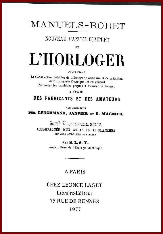 Nouveau manuel complet de L’HORLOGER
