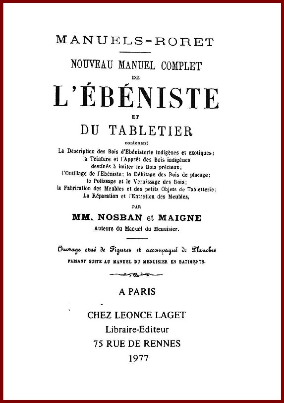 Nouveau manuel complet de L’ÉBÉNISTE et du TABLETIER