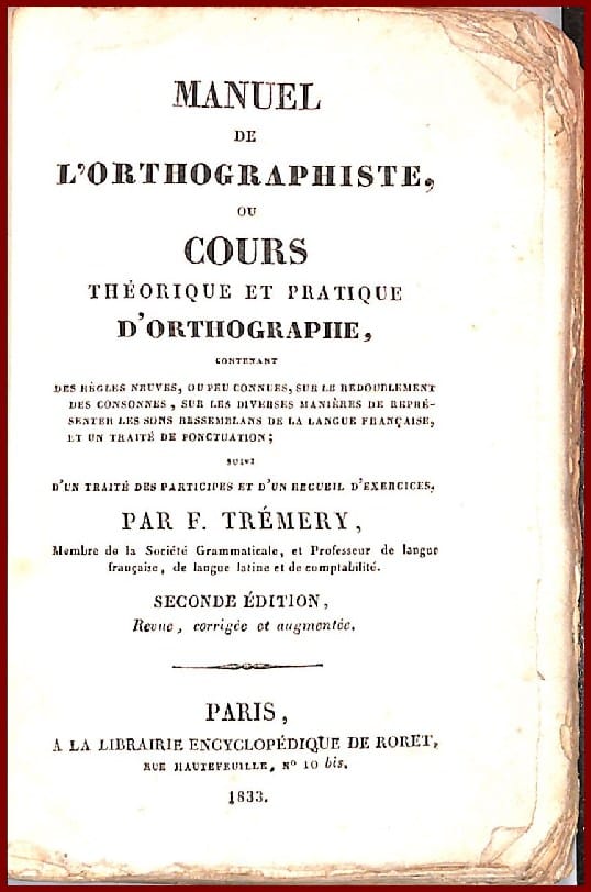 MANUEL DE L'ORTHOGRAPHISTE