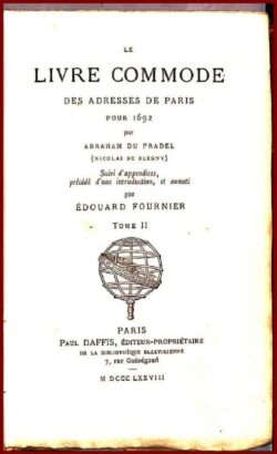 LE LIVRE COMMODE DES ADRESSES DE PARIS pour 1692