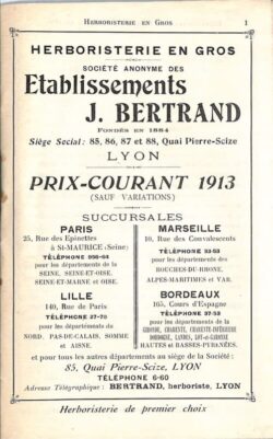 Catalogue Herboristerie en gros - 1913