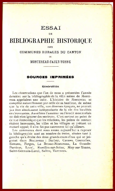 Essai de Bibliographie canton de MONTEREAU-FAULT-YONNE – Image 2